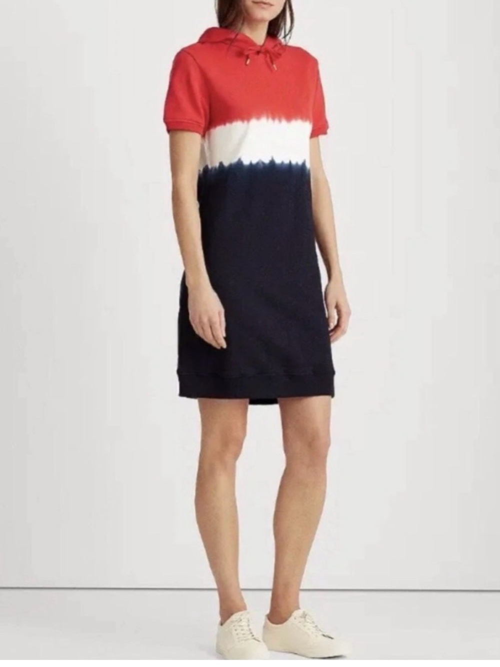 Lauren Ralph Lauren Women’s Red, White & Navy Hooded Shift Dress